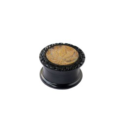 Ebony Metal Grinder carved With Stone Mix 40 mm 2 parts