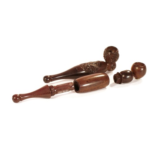 Rosewood Longway Round Pipe Carved with Bowl