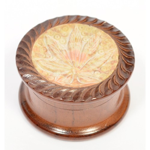 Small Rosewood Grinder Stone Mix Leaf Carved