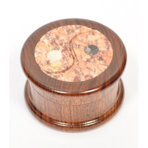 Small Rosewood Grinder Stone Mix YinYang Carved
