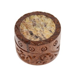 Rosewood Metal Box Leaf Carved Stone Mix 40 mm 2 parts