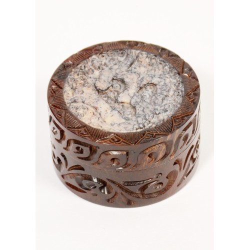 Rosewood Metal Box Om Carved Stone Mix 50 mm 2 parts