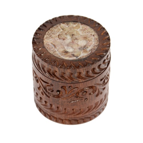 Rosewood Metal Box Om Carved Stone Mix 50 mm 4 parts
