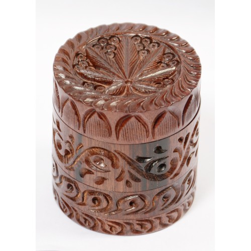 Rosewood Metal Double Box Polinator Carved 50 mm 4 parts